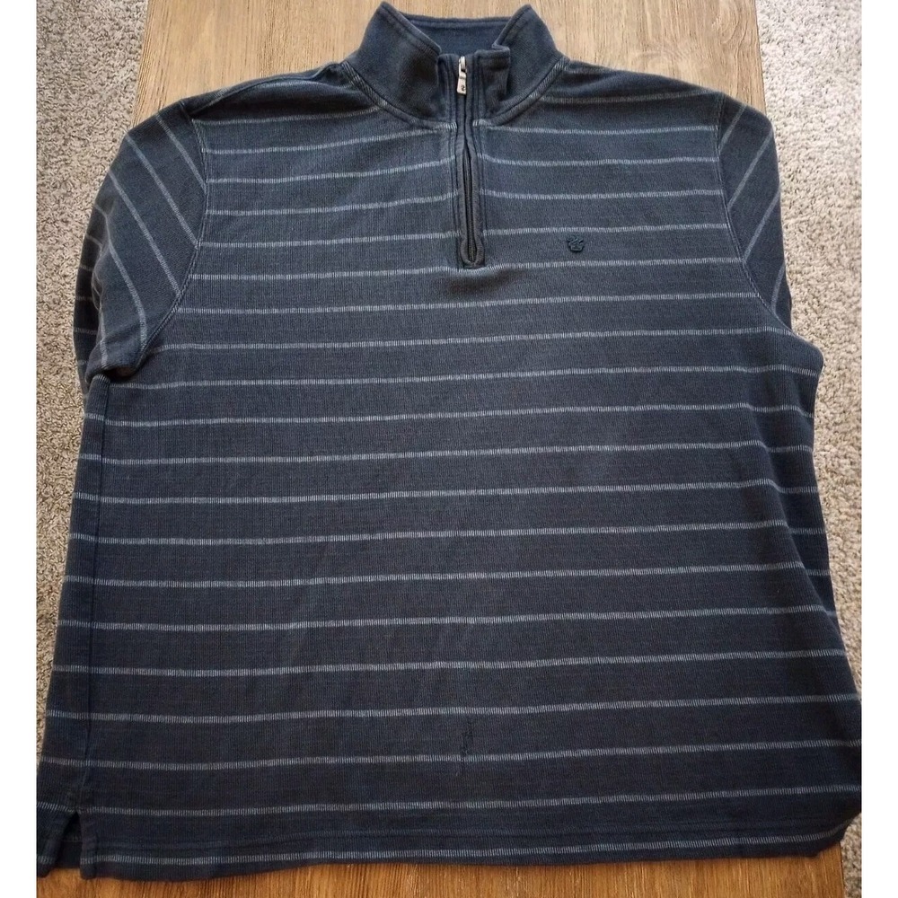 Izod Quarter 1/4 Zip Cotton Pullover Men's Size XL‎ Blue Stripe